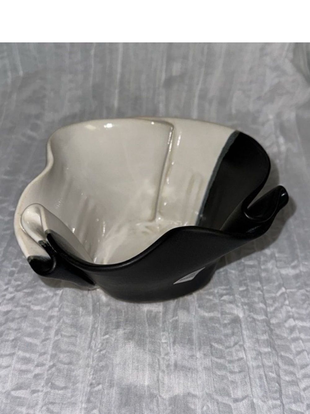 Handcrafted Stoneware Ivory Black Guacamole Bowl